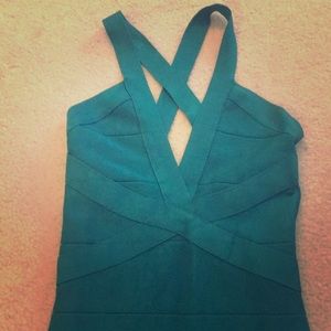 BEBE sexy Teal bandage dress